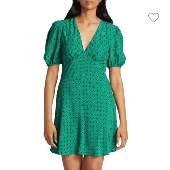 STAUD Dresses & Skirts - Staud Milla Bine Calico Puff Sleeve Fit and Flare Mini Dress